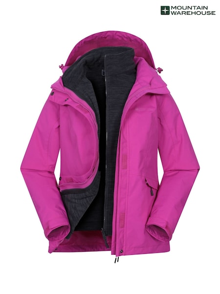 Mountain Warehouse Pink Womens Thunderstorm II 3-in-1 Waterproof Jacket (Y96380) | £105