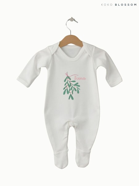 Personalised Mistletoe Sleepsuit by Koko Blossom (Y96410) | £16