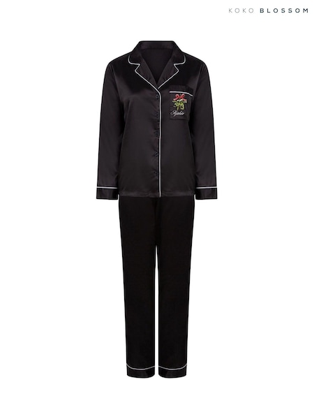 Personalised Christmas Satin Mistletoe Pyjamas by Koko Blossom (Y96416) | £35