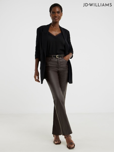 JD Williams Chocolate Brown Coated Straight Leg Jeans (Y96429) | £35