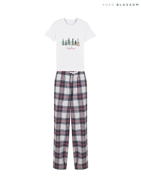 Personalised Christmas Tree Tartan Pyjamas by Koko Blossom (Y96503) | £28