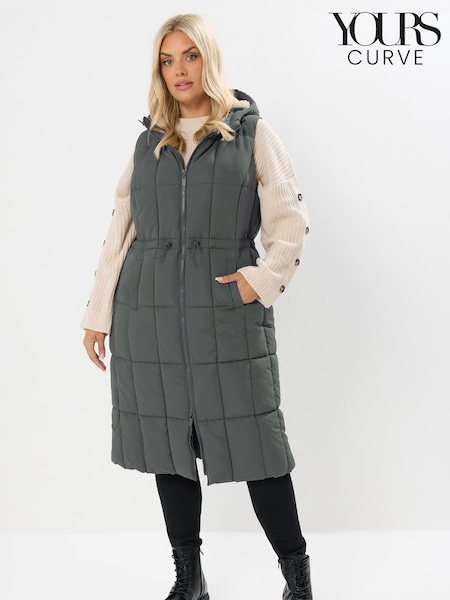 Yours Curve Grey Midi Micro Fibre Gilet (Y96512) | £70