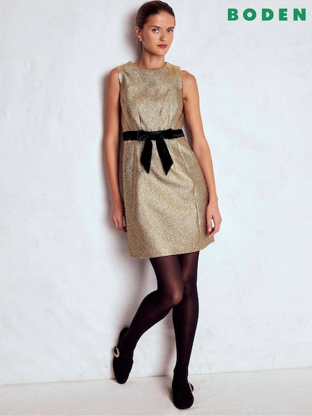 Boden Gold Metallic Shift Dress (Y96654) | £139