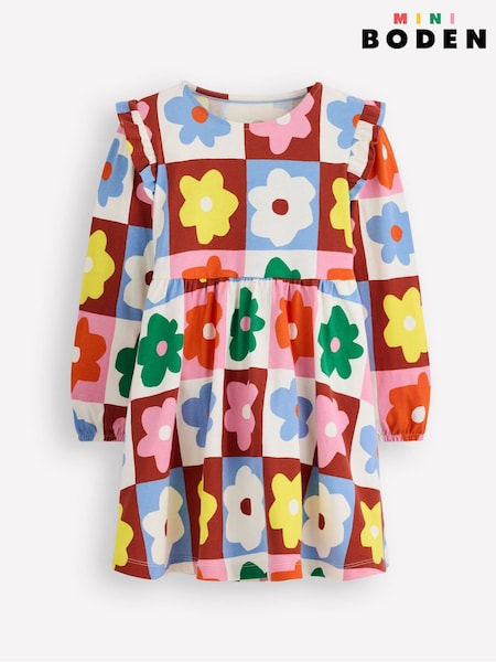 Boden Light Blue Posie Long Sleeve Jersey Dress (Y96660) | £23 - £27