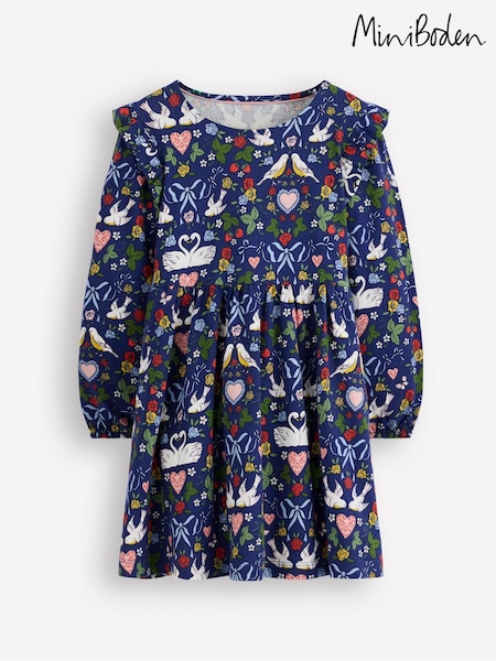 Blue Posie Long Sleeve Jersey Dress (Y96672) | £23 - £27