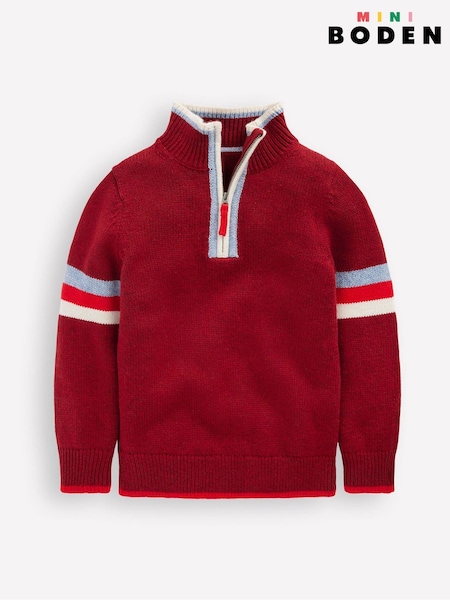 Boden Red Heritage Half-Zip Jumper (Y96686) | £37 - £42