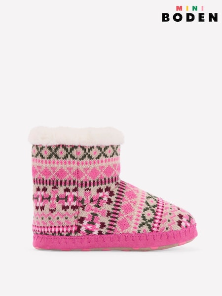 Boden Pink Fairisle Pattern Slipper (Y96703) | £22 - £25
