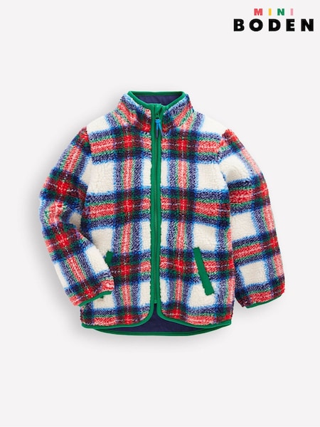 Boden Cream Check Cosy Borg Jacket (Y96738) | £39 - £45