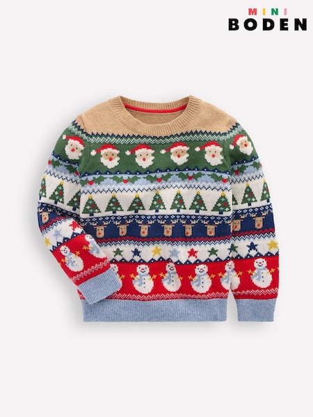 Boden Blue Christmas Fair Isle Jumper (Y96768) | £37 - £42