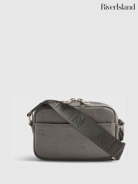River Island Grey Cross Body Monogram Bag (Y96836) | £39