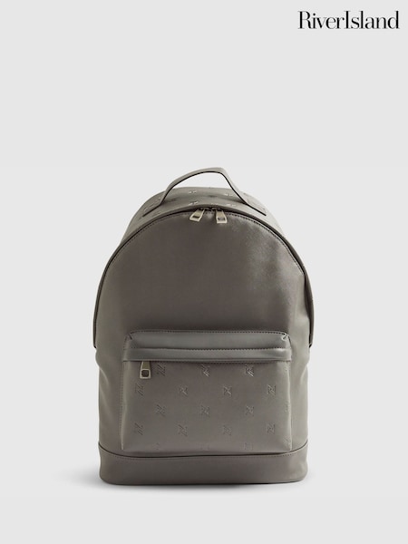 River Island Grey Monogram back pack (Y96845) | £49