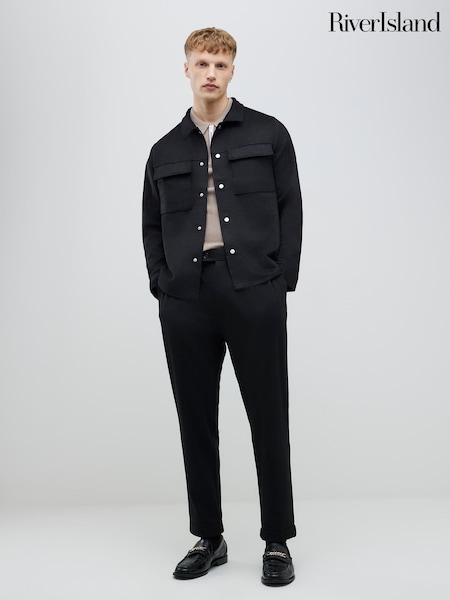 River Island Black Faux Suede Overshirt (Y96852) | £56