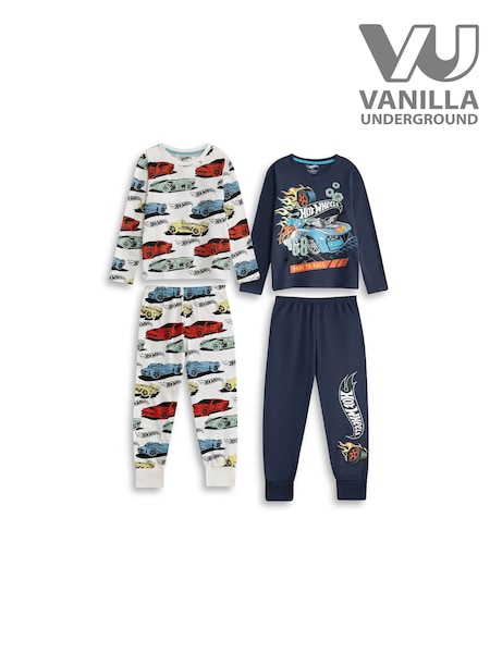 Vanilla Underground Blue Hot Wheels Multi-Pack of 2 Long Sleeve Long Leg Pyjamas Set (Y96922) | £34