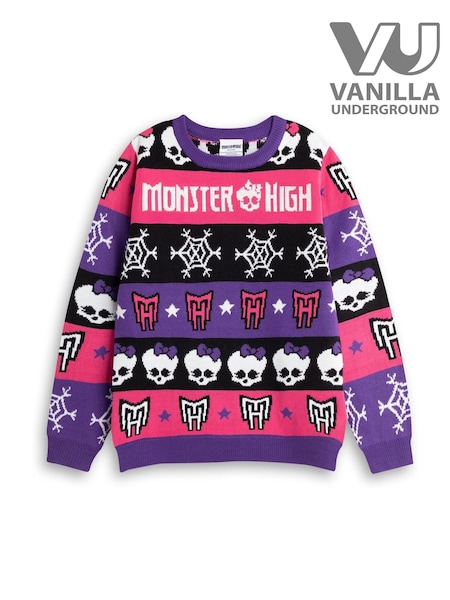 Vanilla Underground Pink Monster High Skull & Snowflake Fairisle Christmas Jumper (Y96931) | £30