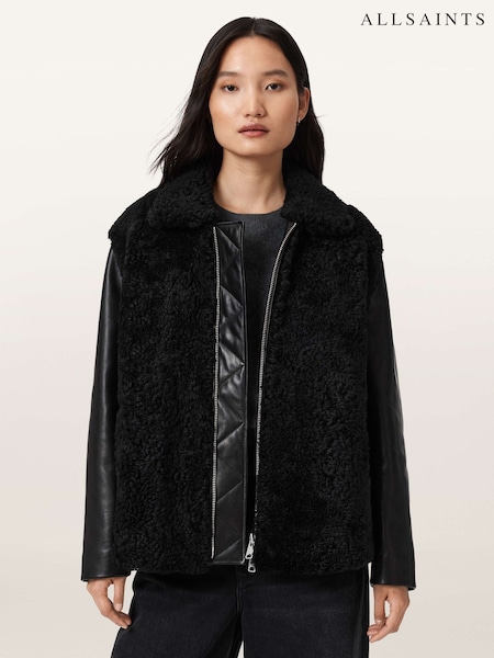 AllSaints Black IZEN Shearling Jacket (Y97056) | £999