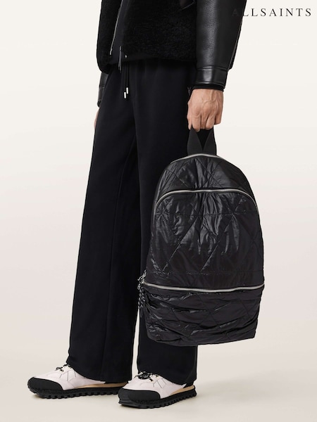 AllSaints Black Finn Quilt Backpack (Y97063) | £149