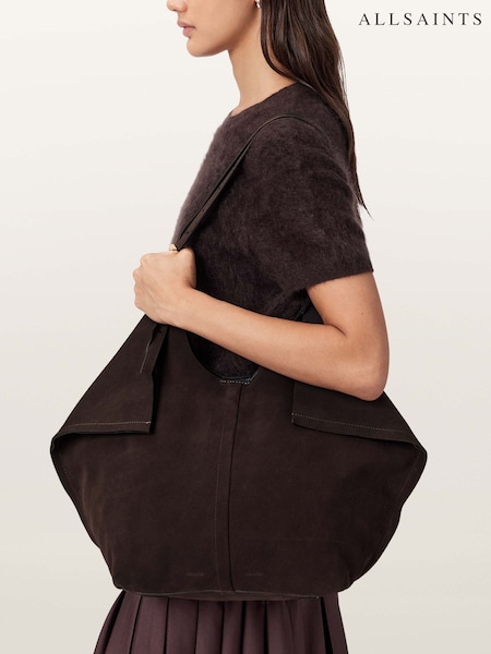 AllSaints Brown Ara Suede E/W Tote Bag (Y97071) | £229