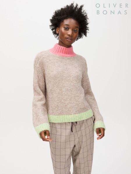Oliver Bonas Natural Side Stripe Heavyweight Scarf (Y97293) | £68