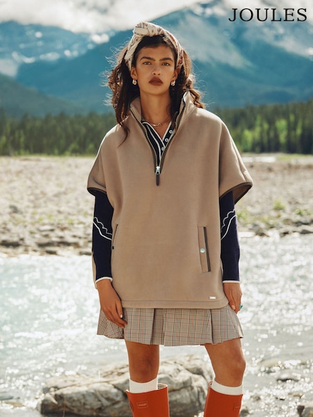 Mink Brown - Joules Heritage Polar Fleece Short Cape