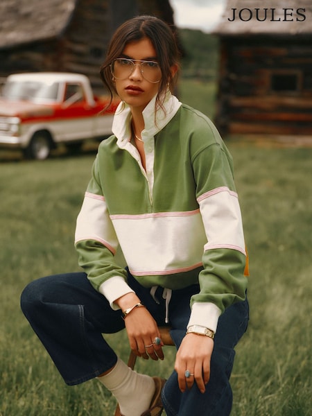 Green Striped - Long Sleeve Cotton Collared Rugby Deckshirt