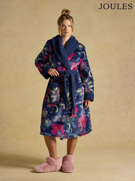Navy - Joules Fleece Dressing Gown