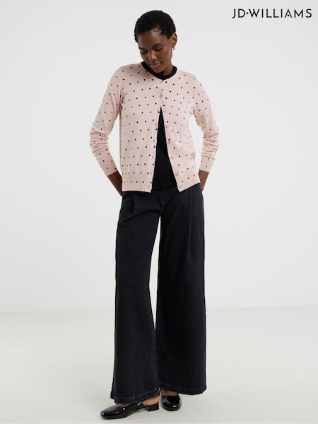JD Williams Pink Crew Neck Cardigan (Y97440) | £24