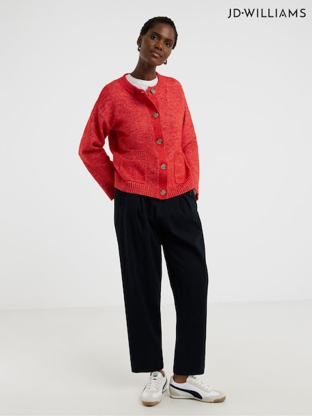JD Williams Red Crew Neck Wide Sleeve Knitted Cardigan (Y97447) | £36