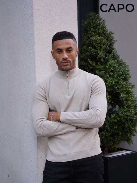 CAPO Natural Twist Cotton 1/4 Zip Jumper (Y97478) | £50