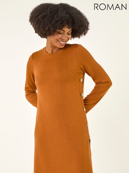 Roman Orange Side Button Detail Swing Dress (Y97574) | £45