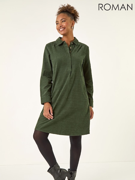 Roman Green Corduroy Tunic Shirt Dress (Y97624) | £55