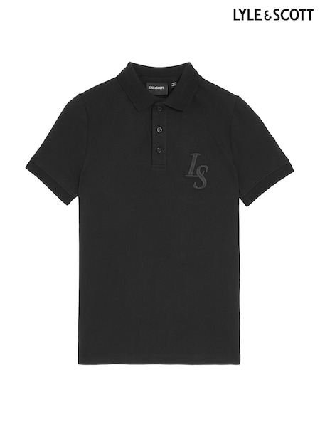 Lyle & Scott Black L&S Monogram Polo Shirt (Y97723) | £45
