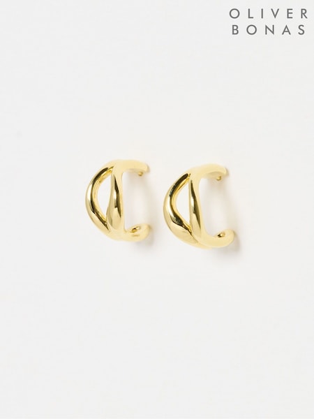 Oliver Bonas Gold Galia Wavy Plated Hoop Earrings (Y97771) | £42