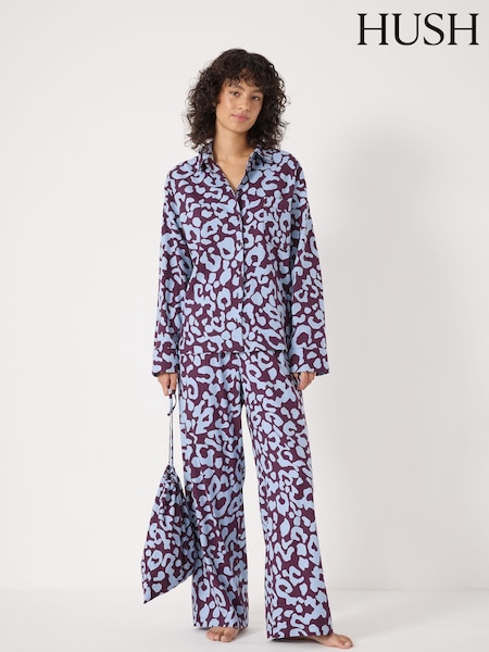 Blue Brushed Cotton Animal Print Pyjamas (Y97790) | £75