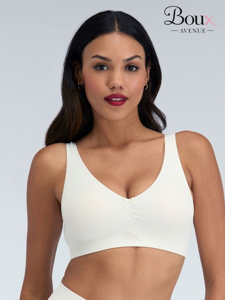 Cream Rib Seamless Ruche Bralette (Y97825) | £22