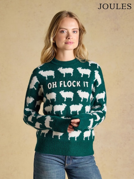 Green - Oh Flock It Sheep Icon Crew Neck Knitted Jumper