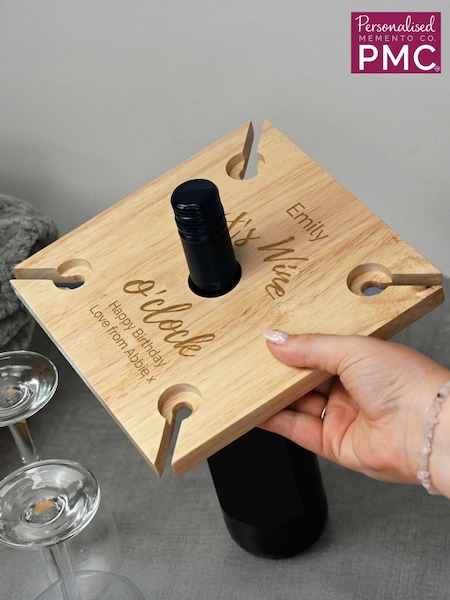Personalised Wine O'clock 4 Glass Bottle Holder by PMC (Y98000) | £18