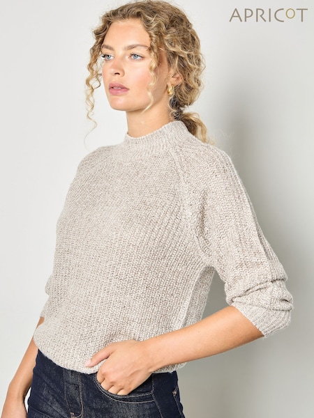 Apricot Cream Sequin Fisherman Knit Jumper (Y98040) | £37