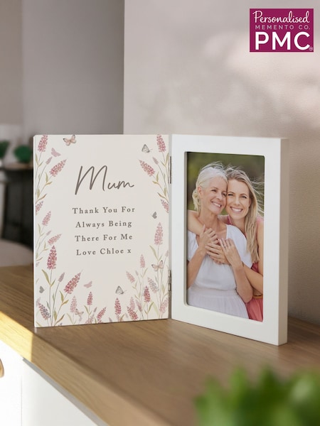 Personalised Floral Wooden Hinged 6x4 Photo Frame by PMC (Y98095) | £20