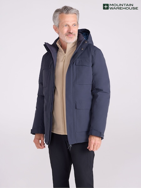 Mountain Warehouse Blue Concord Mens Waterproof Extreme Down Long Jacket (Y98156) | £155