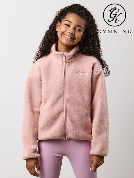 Gym King Pink Kids Full Zip Borg Jacket (Y98169) | £45