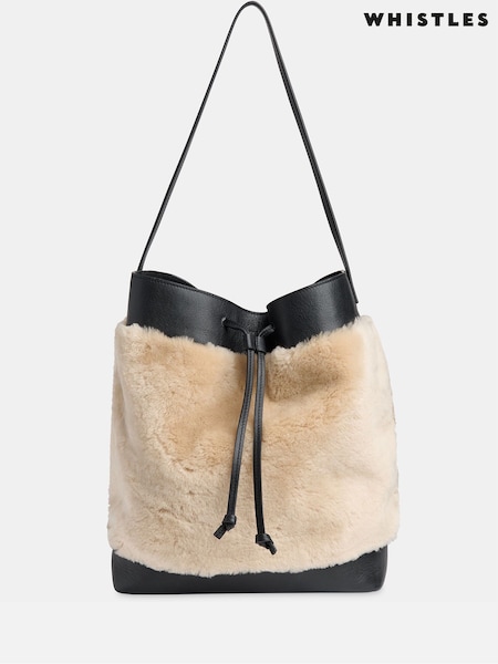 Whistles Cream Sasha Shearling Tote Bag (Y98191) | £259
