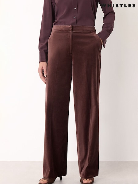 Whistles Brown Velvet Straight Leg Trousers (Y98196) | £139