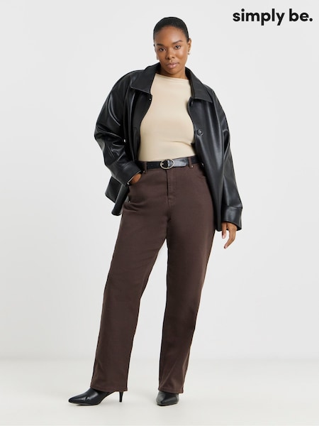 Simply Be Brown Straight Leg Jeans (Y98233) | £36