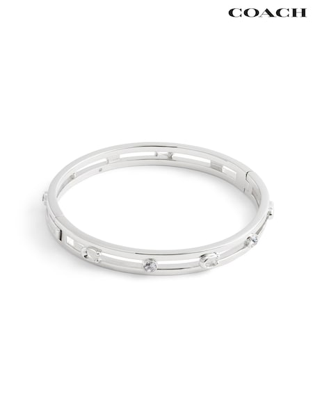 COACH Silver Signature C Open Bangle Bracelet (Y98300) | £95