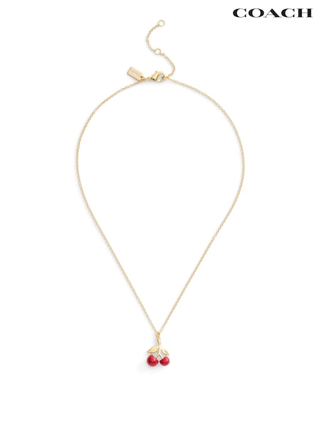 COACH Red Cherry Cluster Pendant Necklace (Y98307) | £95