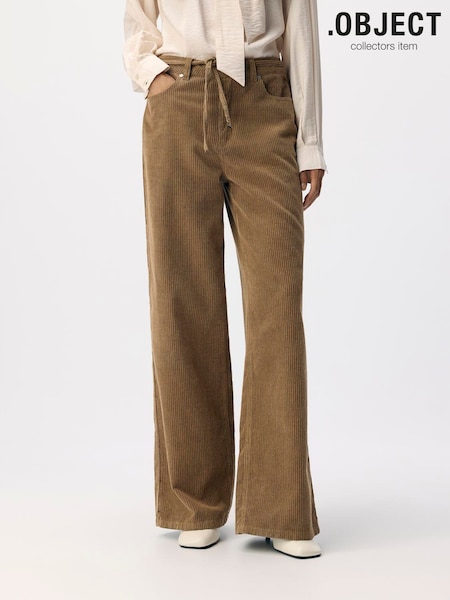OBJECT Brown Cord Tie Waist Wide Leg Jeans (Y98335) | £55