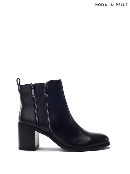 Moda in Pelle Black Peytona Block Heel Ankle Boots With Back Tag (Y98338) | £109