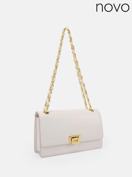 Novo White Apprehend Chain Flap Medium Shoulder Bag (Y98460) | £36