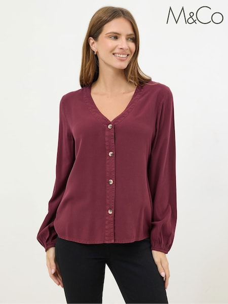 M&Co Red Acid Wash Long Sleeve Shirt (Y98470) | £30