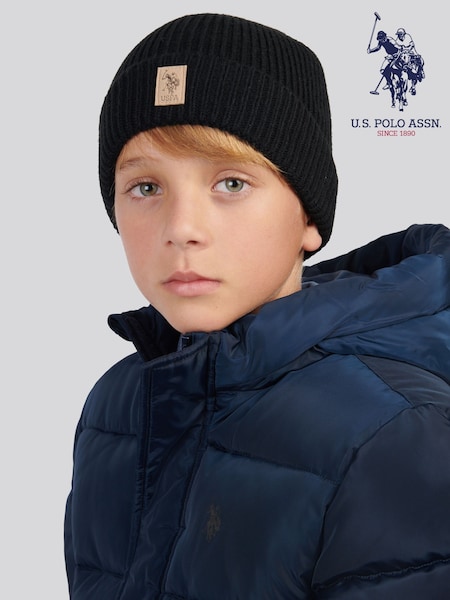 U.S. Polo Assn. Black Signature Double Horsemen Knit Beanie (Y98524) | £15